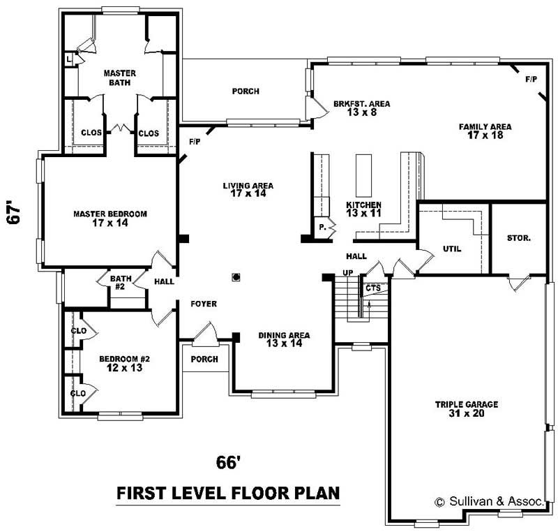 Floor Plan First Story of Luxury Plan #170-3213