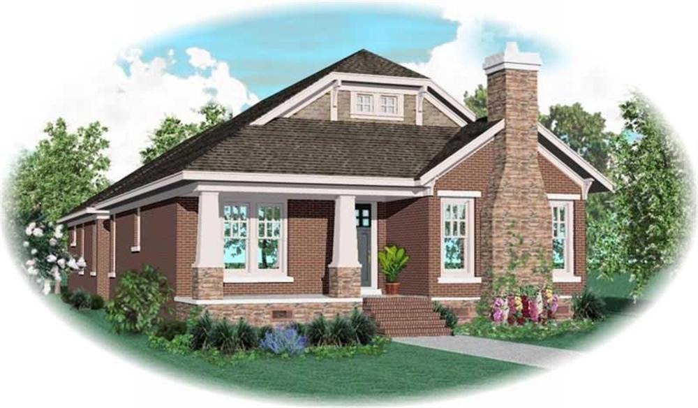 Front view of Craftsman home (ThePlanCollection: House Plan #170-3214)