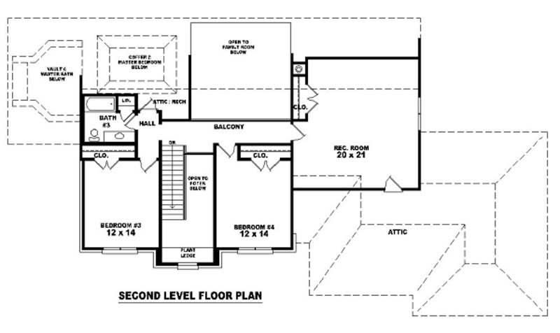 Floor Plan Second Story of French Plan #170-3218