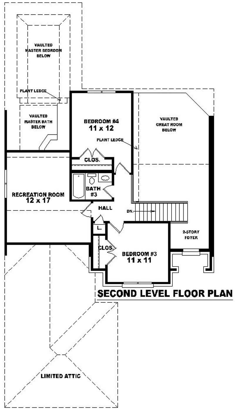 Floor Plan Second Story of French Plan #170-3221