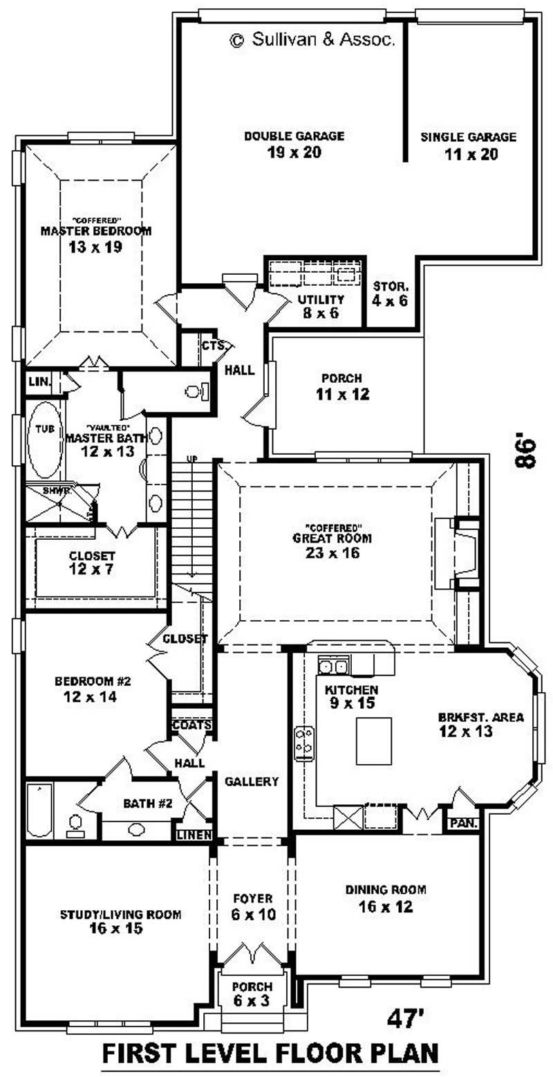Floor Plan First Story of French Plan #170-3224