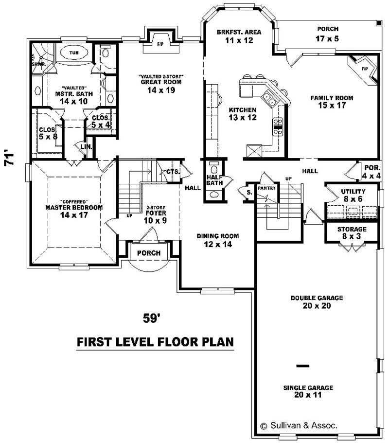Floor Plan First Story of Traditional Plan #170-3225