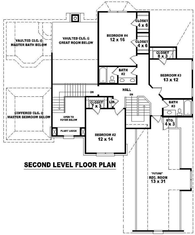 Floor Plan Second Story of Traditional Plan #170-3225
