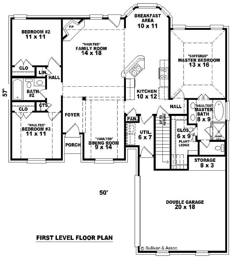 Floor Plan First Story of French Plan #170-3227