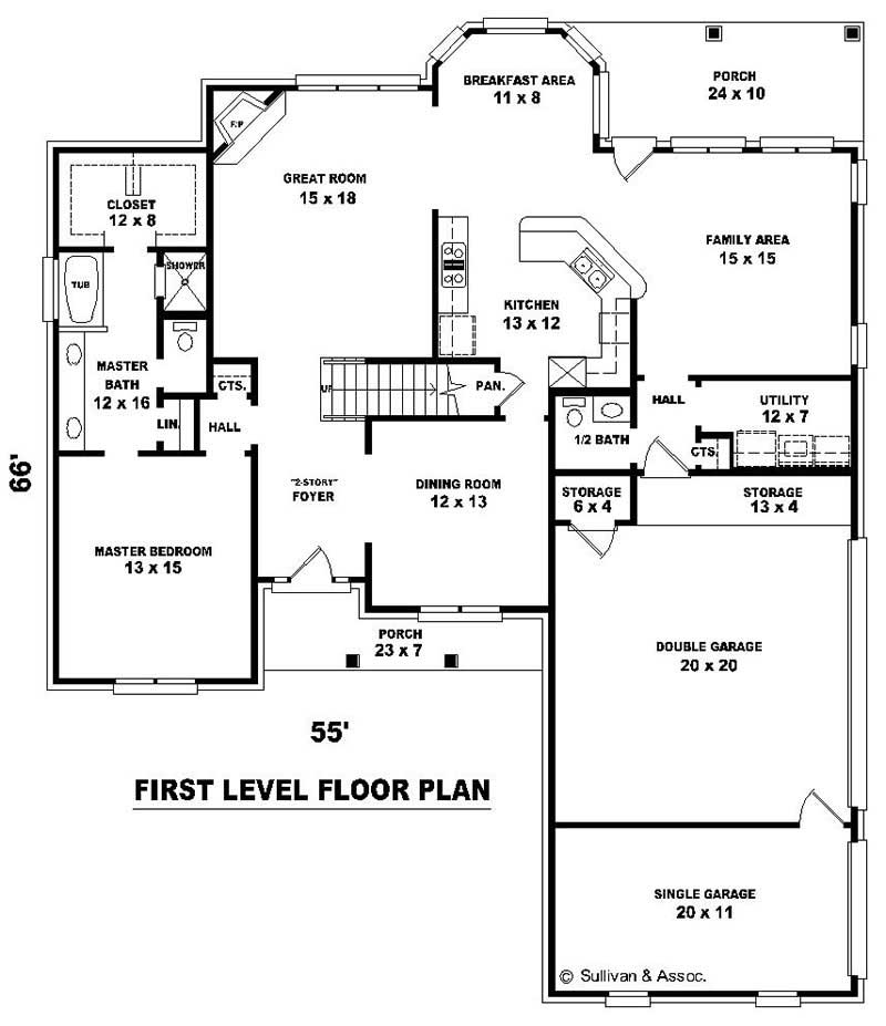 Floor Plan First Story of French Plan #170-3231