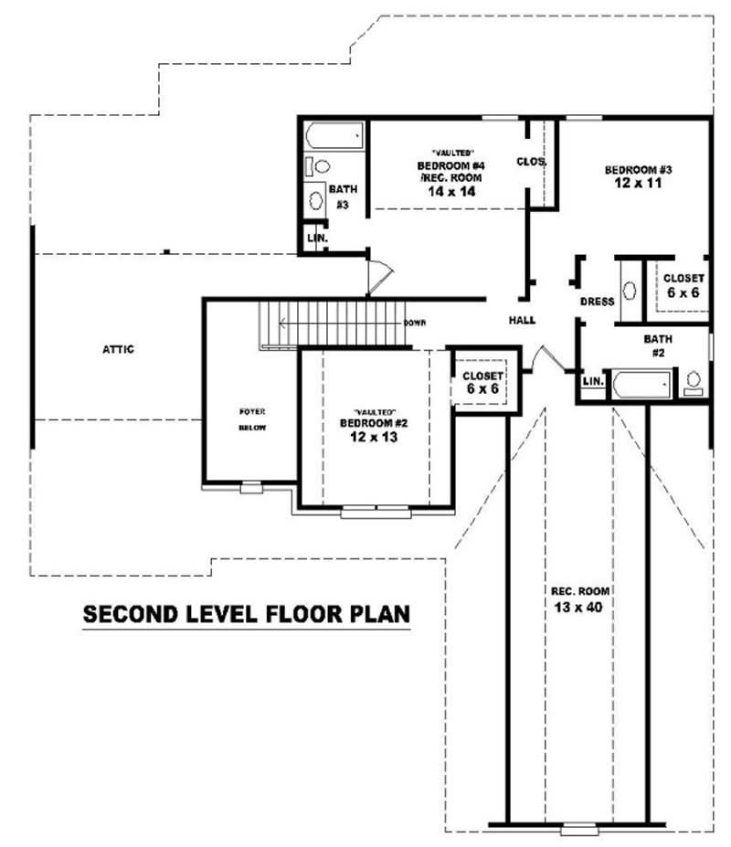Floor Plan Second Story of French Plan #170-3231