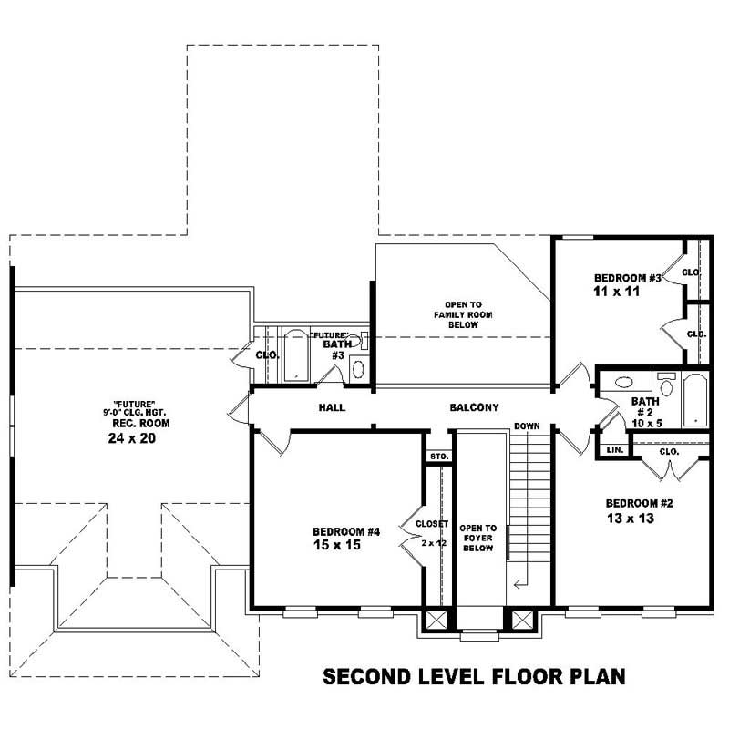 Floor Plan Second Story of Southern Plan #170-3248