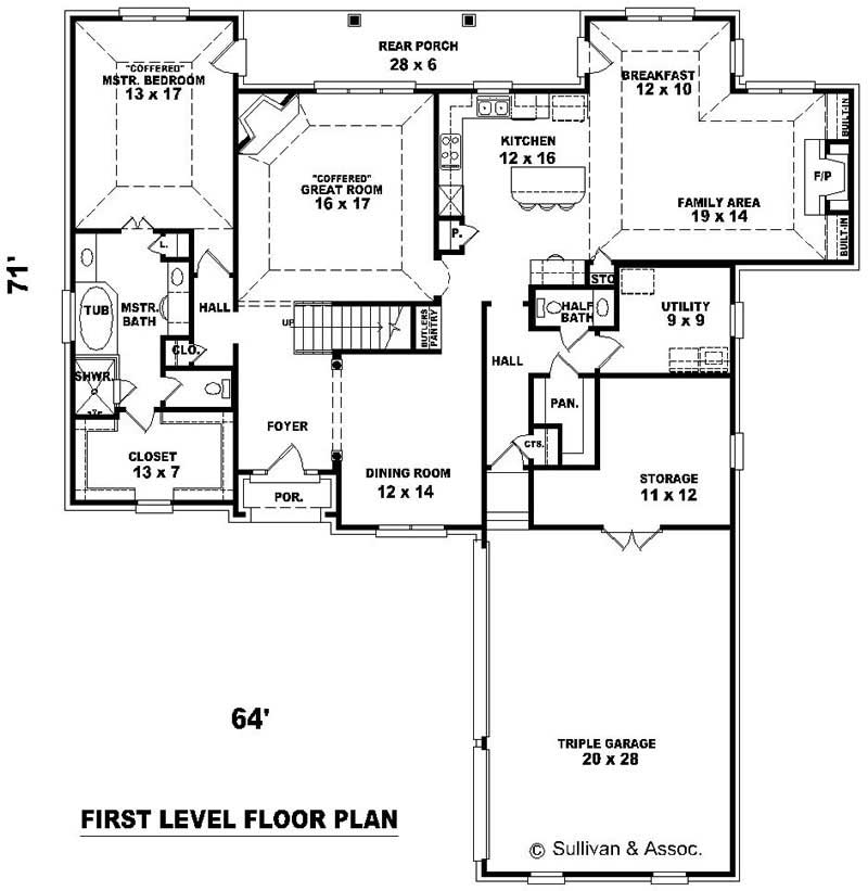 Floor Plan First Story of French Plan #170-3262