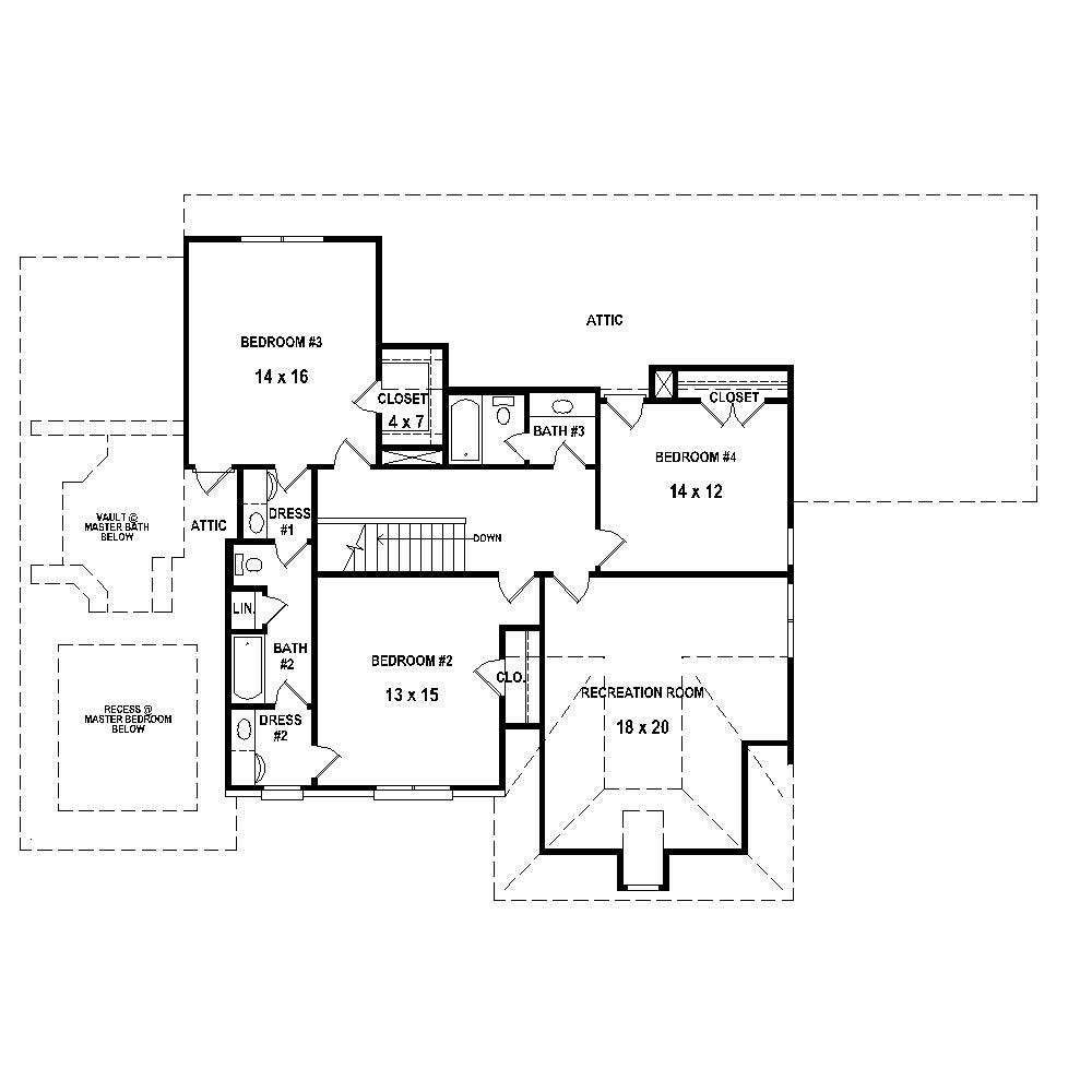 Floor Plan Second Story of French Plan #170-3265