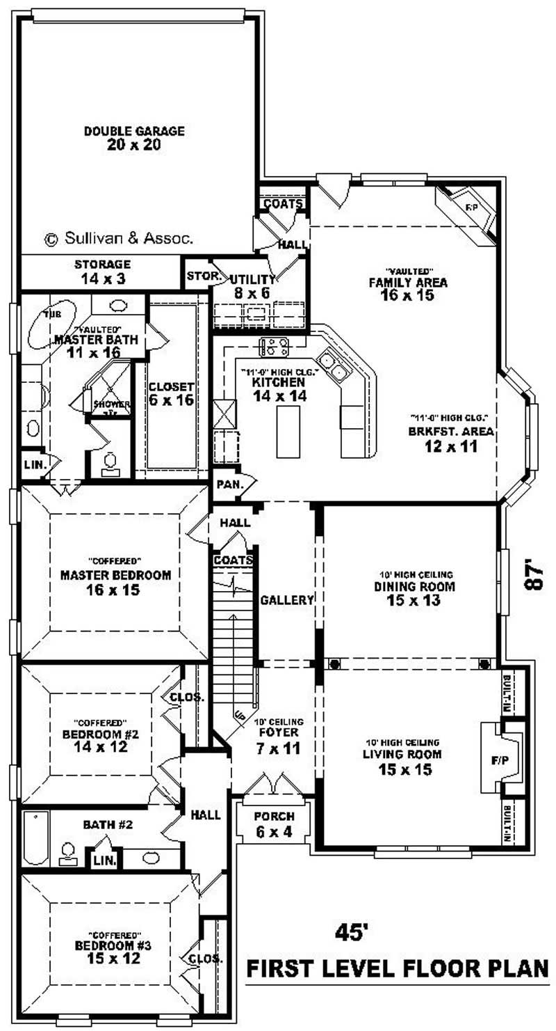 Floor Plan First Story of French Plan #170-3270
