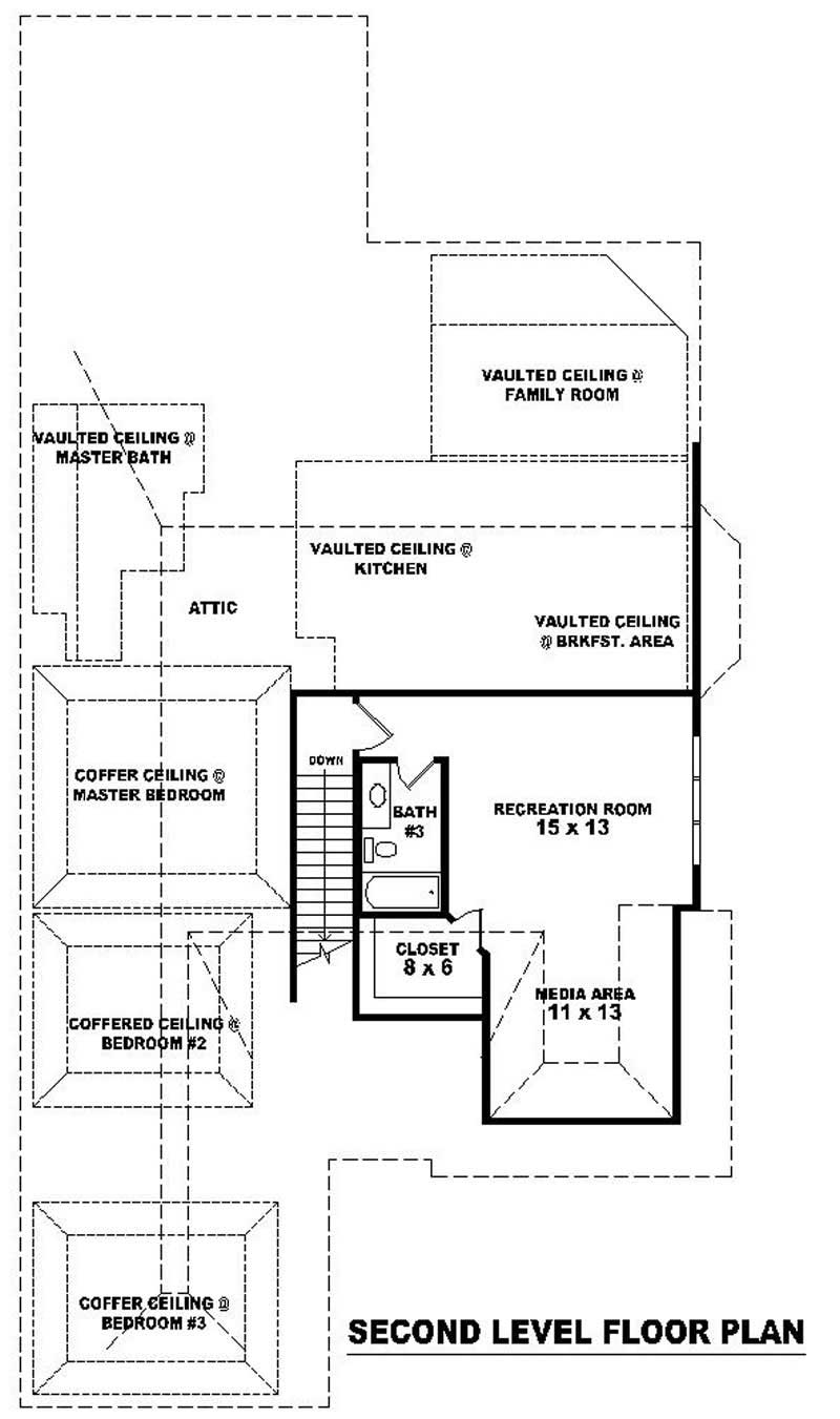 Floor Plan Second Story of French Plan #170-3270