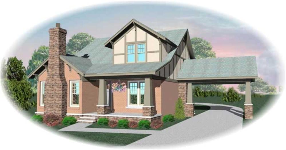 Front view of Craftsman home (ThePlanCollection: House Plan #170-3273)
