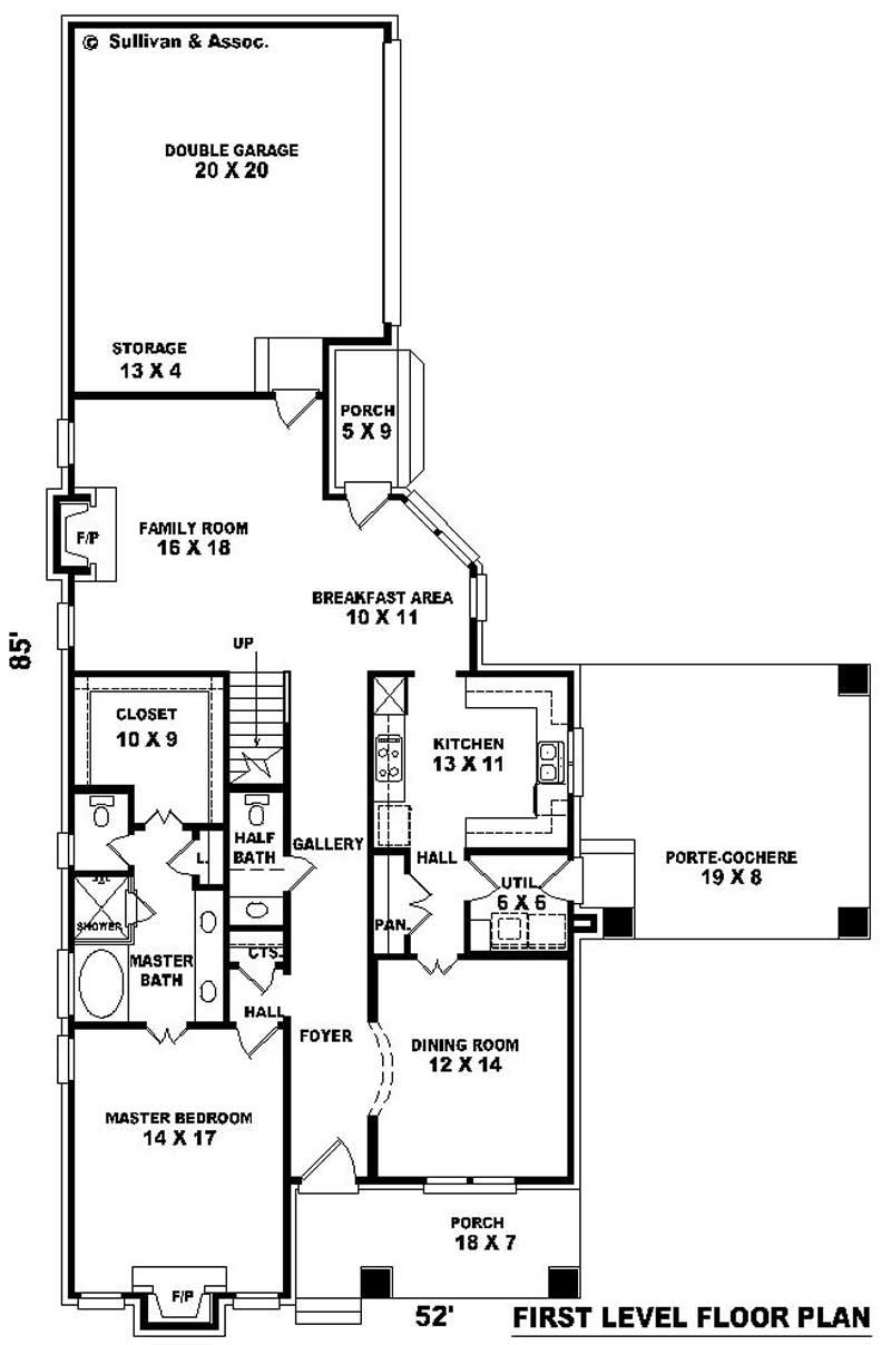 Floor Plan First Story of Craftsman Plan #170-3273