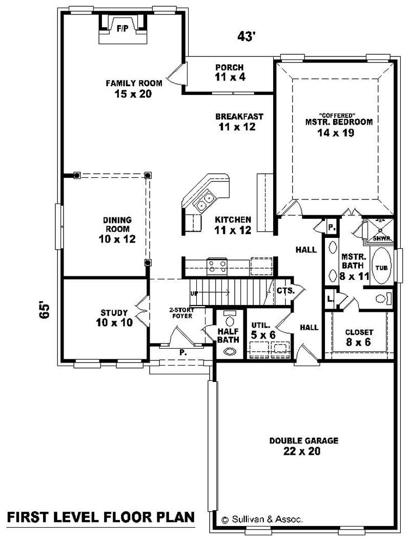 Floor Plan First Story of Traditional Plan #170-3284