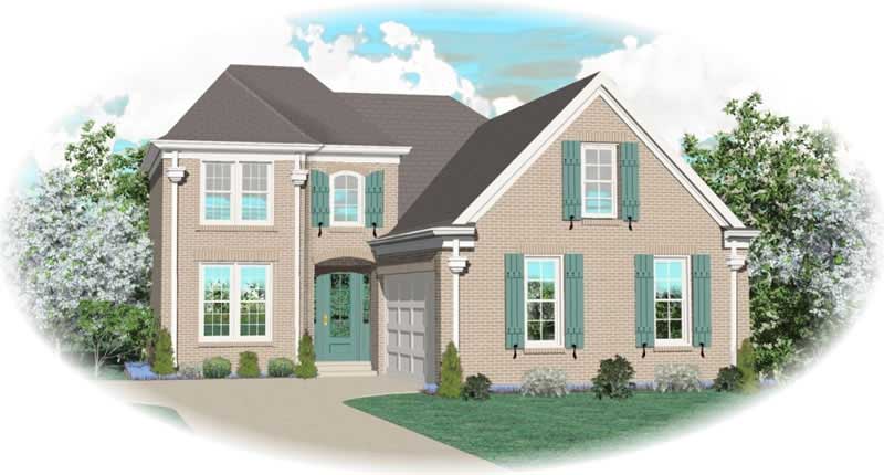 Front view of Country home (ThePlanCollection: House Plan #170-3286)
