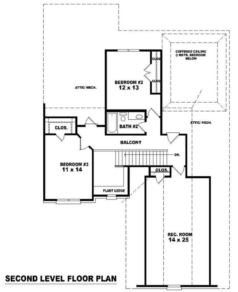 Floor Plan Second Story of Country Plan #170-3286