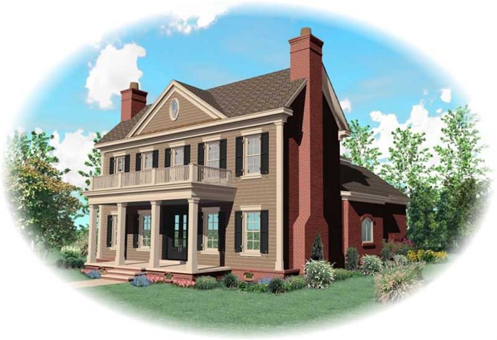 Front view of Traditional home (ThePlanCollection: House Plan #170-3293)