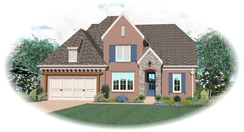 Front view of Country home (ThePlanCollection: House Plan #170-3294)