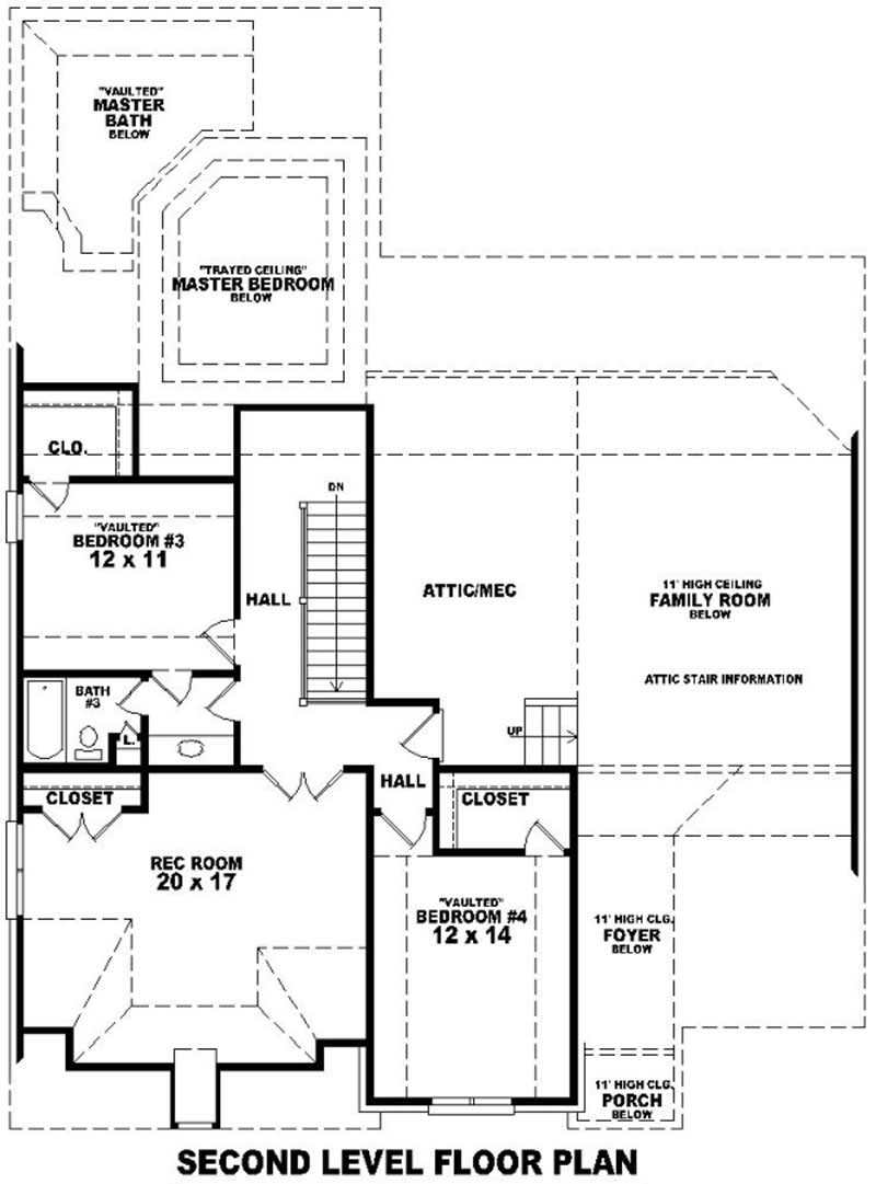 Floor Plan Second Story of Country Plan #170-3294