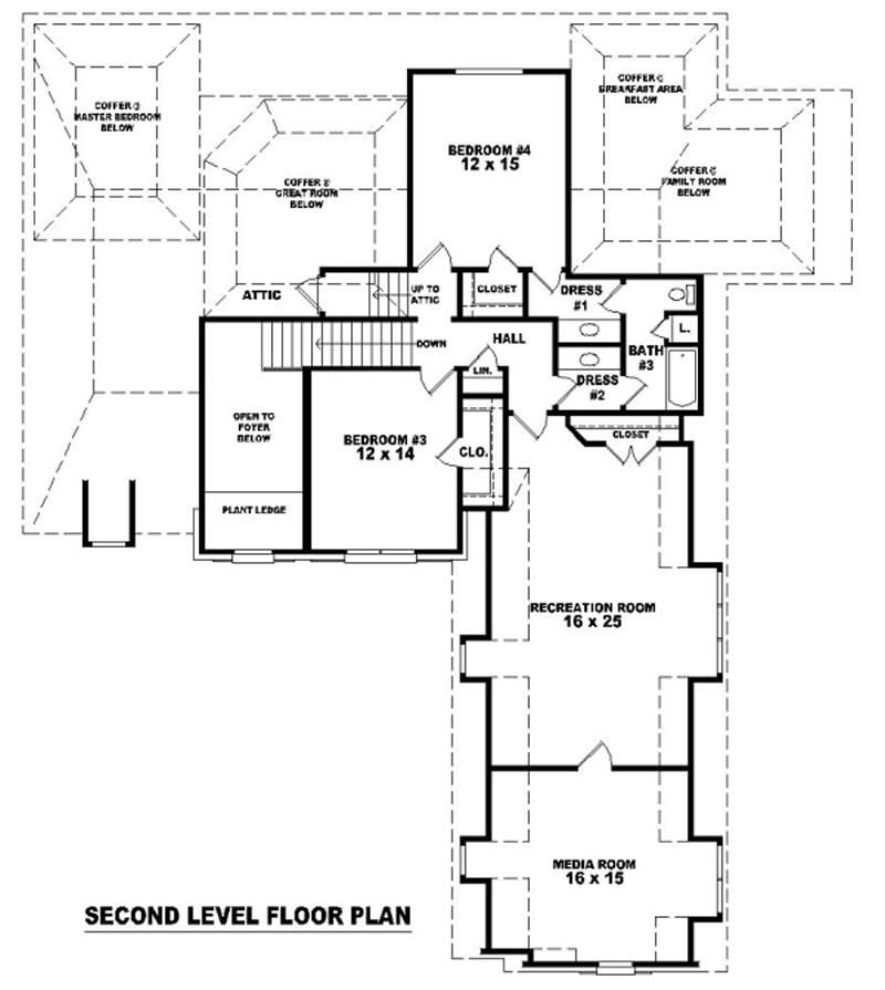 Floor Plan Second Story of Country Plan #170-3302