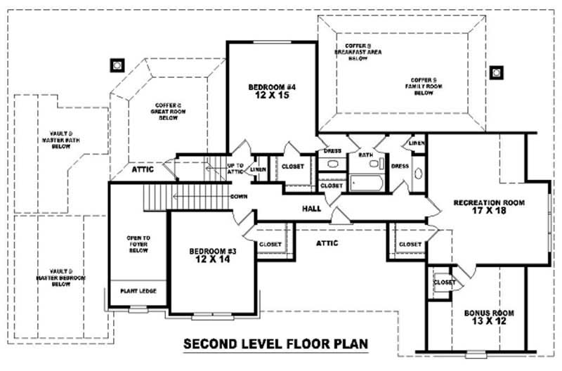 Floor Plan Second Story of French Plan #170-3311