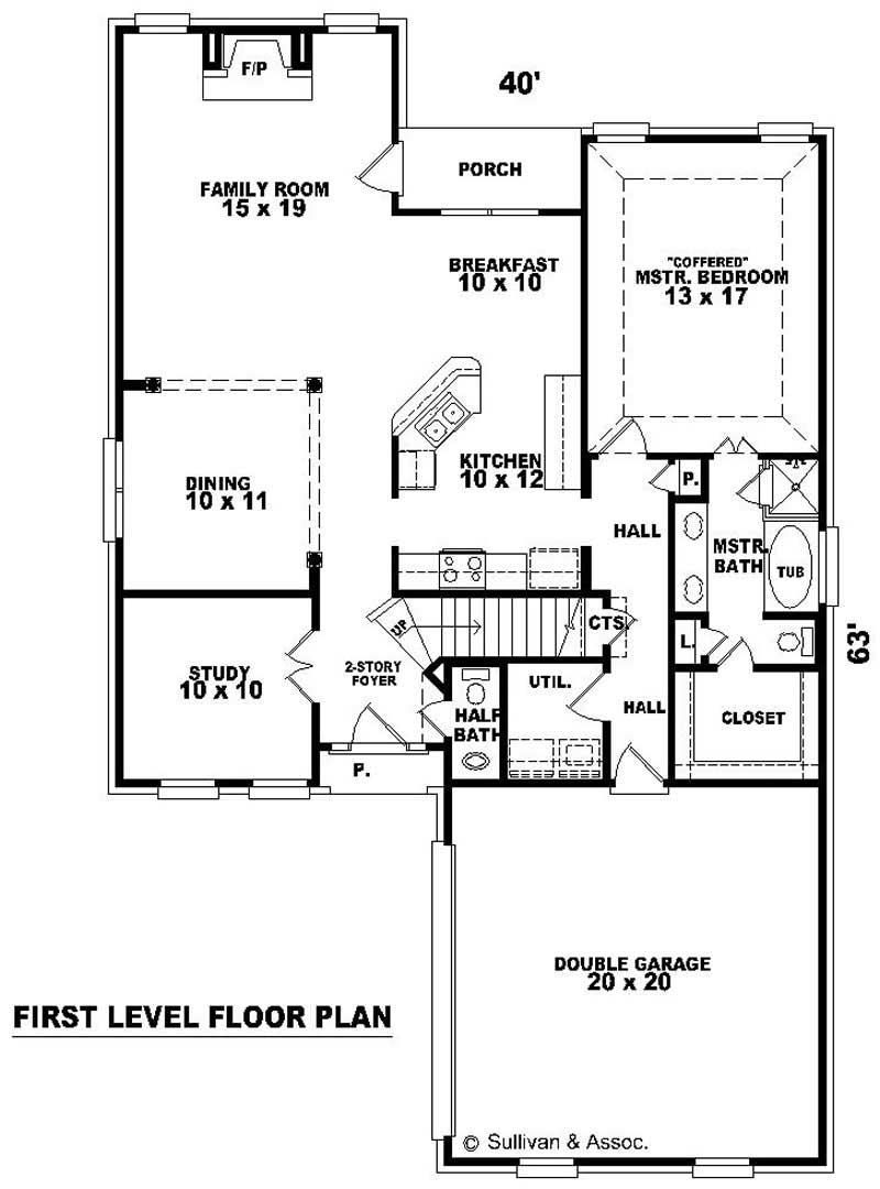 Floor Plan First Story of French Plan #170-3316