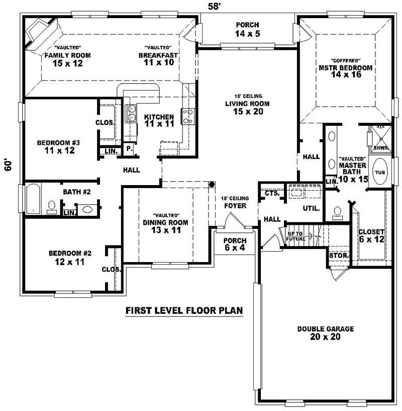 Floor Plan First Story of French Plan #170-3320
