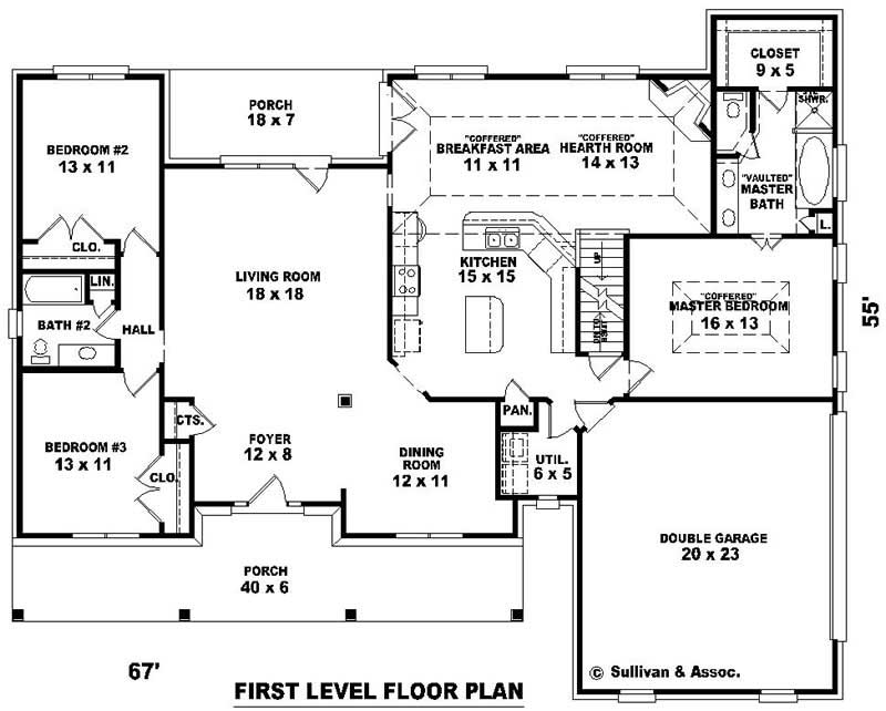Floor Plan First Story of Country Plan #170-3330