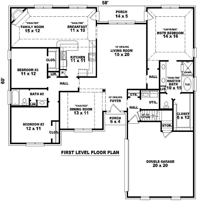 Floor Plan First Story of French Plan #170-3333
