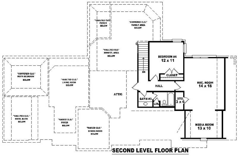 Floor Plan Second Story of French Plan #170-3334
