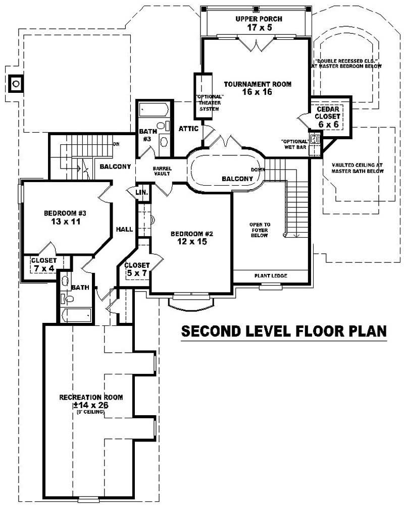 Floor Plan Second Story of French Plan #170-3335