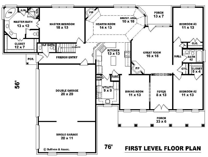 Floor Plan First Story of Ranch Plan #170-3337