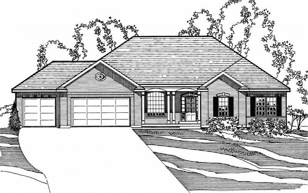 Front elevation of European home (ThePlanCollection: House Plan #172-1023)