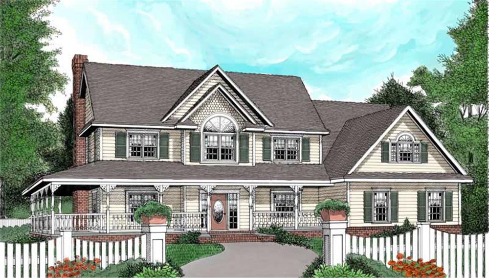 Front elevation of Country home (ThePlanCollection: House Plan #173-1002)