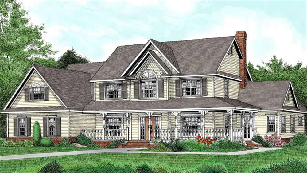 Front elevation of Country home (ThePlanCollection: House Plan #173-1007)