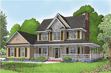 4-Bedroom, 1840 Sq Ft Country House Plan - 173-1008 - Front Exterior