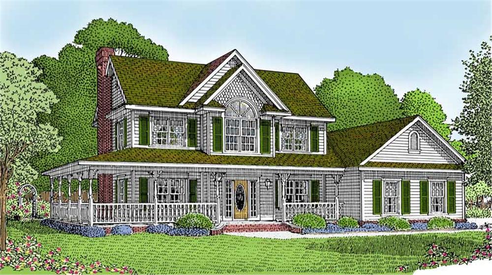 Front elevation of Country home (ThePlanCollection: House Plan #173-1015)