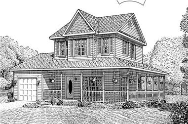 3-Bedroom, 1399 Sq Ft Country Home Plan - 173-1028 - Main Exterior