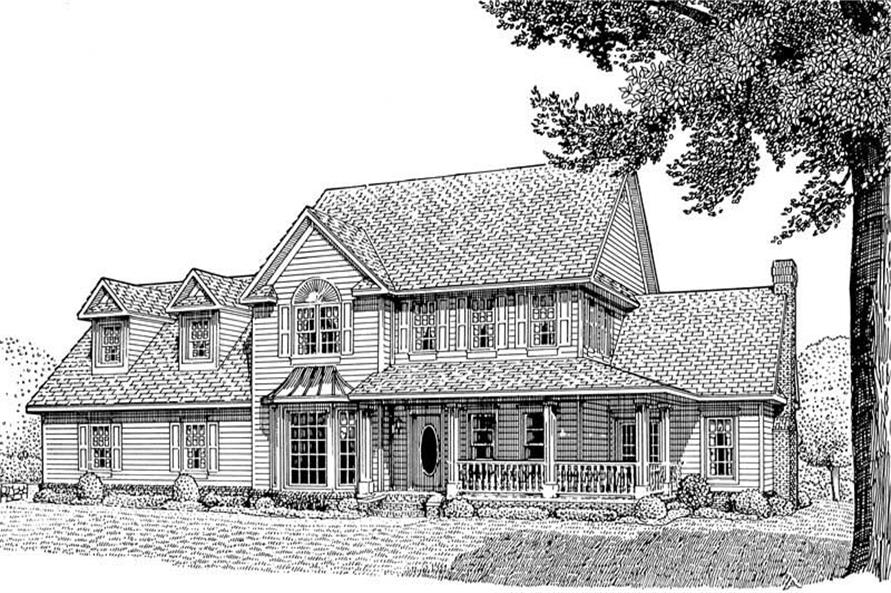 Front elevation of Country home (ThePlanCollection: House Plan #173-1030)