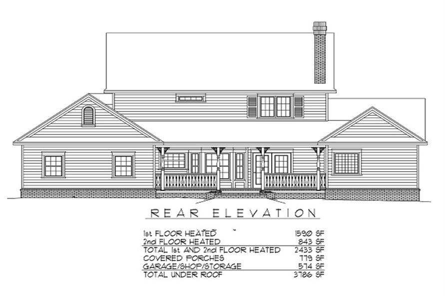 Home Plan Rear Elevation of this 4-Bedroom,2433 Sq Ft Plan -173-1033