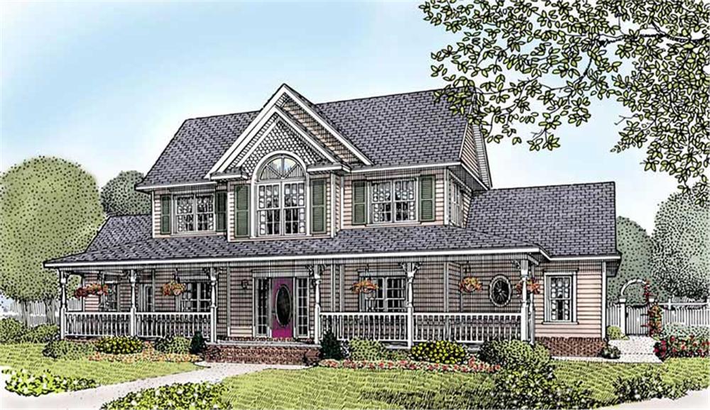 Front elevation of Country home (ThePlanCollection: House Plan #173-1033)