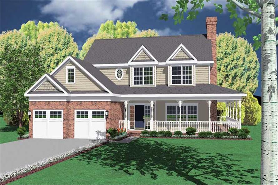 4-Bedroom, 2431 Sq Ft Country Home Plan - 173-1034 - Main Exterior