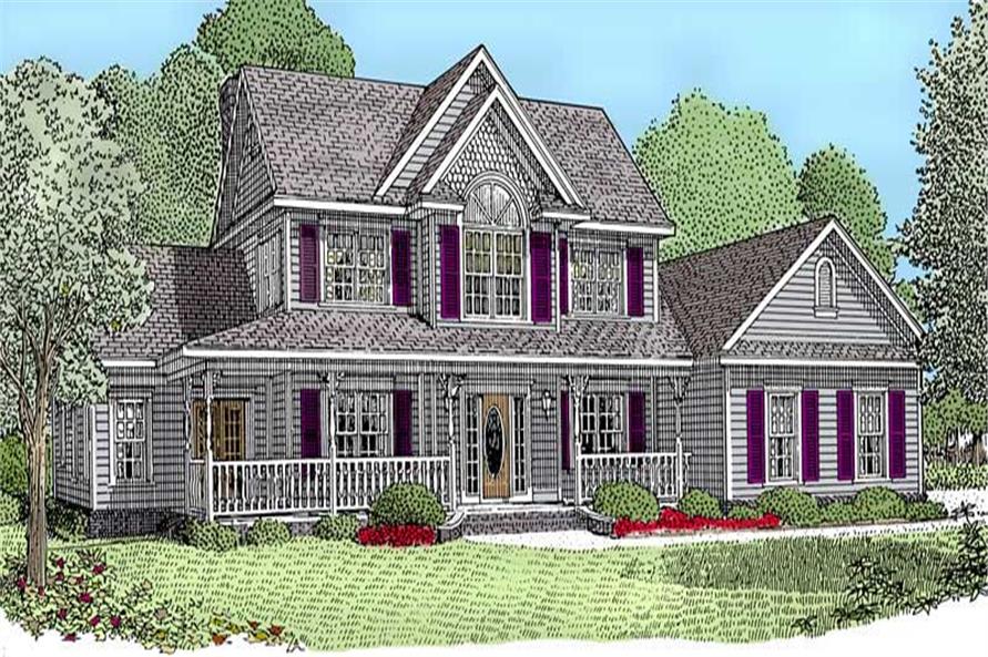 4-Bedroom, 2327 Sq Ft Country Home Plan - 173-1036 - Main Exterior