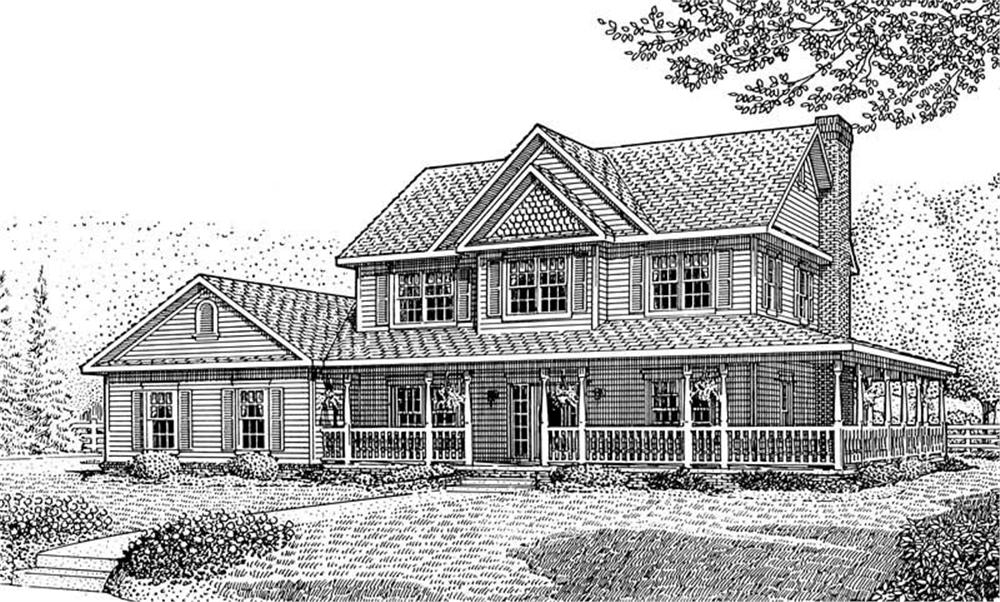 Front elevation of Country home (ThePlanCollection: House Plan #173-1038)