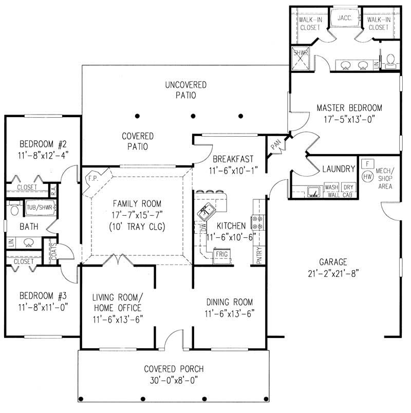Floor Plan First Story of Contemporary Plan #173-1043