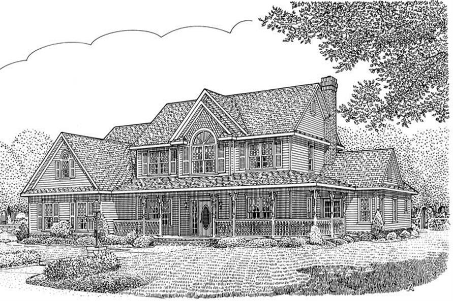 Home Plan Front Elevation of this 5-Bedroom,2599 Sq Ft Plan -173-1044