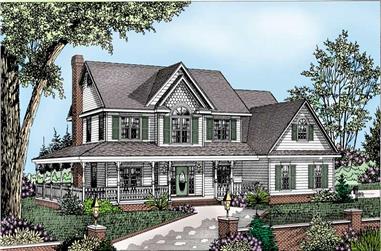 4-Bedroom, 2583 Sq Ft Country House Plan - 173-1054 - Front Exterior