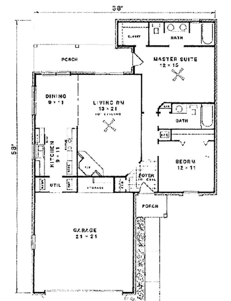 Floor Plan First Story of European Plan #174-1021