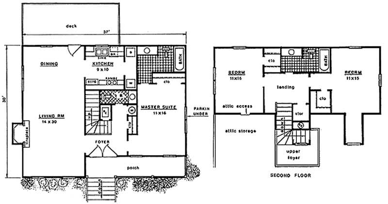 Floor Plan First Story of Cape Cod Plan #174-1035
