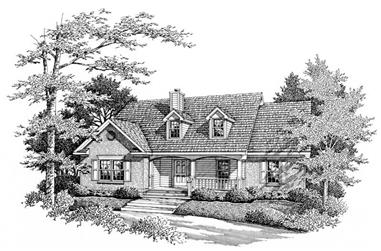 3-Bedroom, 1495 Sq Ft Country Home Plan - 174-1038 - Main Exterior